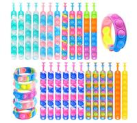 MXTIMWAN 24 Pièces Bracelet Pop It, Anti-Stress Fidget Bracelet Toy, Multicolore Bracelets Antistress En Silicone pour Enfants et Adultes Jouets Sensoriels