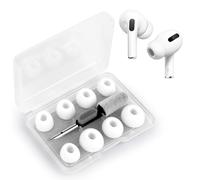 MXTIMWAN 4 Paires Embouts de Rechange pour Airpods Pro/Airpods Pro 2,Bouchons d'oreille de Remplacement en Silicone Souple Antidérapant avec Boîte Portable + 1 Stylo de Nettoyage (XS/S/M/L)