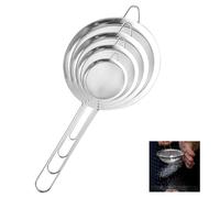 MXTIMWAN 4 Pièces Passoire Inox, Tamis Maille Fine Ensemble 7/10/14/18cm, Tamis Cuisine avec Poignée Maille Fine en Acier Inoxydable Cuisine Professionnel Passoire pour égoutter Nouille,Légumes,etc.