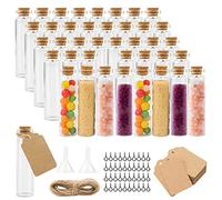 MXTIMWAN 40pcs Petite Bouteille en Verre, 20ml Petite Fiole en Verre avec Bouchon, Mini Bouteille Verre Mariage, Fiole Dragees Bapteme avec Bouchons, Crochets à Vis Métal, Carte, Entonnoir, Ficelle