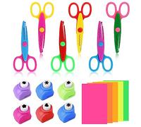MXTIMWAN 6 Pièces Ciseaux à Cranter Ciseaux de Bordure de Sécurité, 6 Pièces Perforatrice à Papier pour Enfants, Créative Ensemble de Ciseaux D'Artisanat pour Bricolage, Scrapbooking, l'Artisanat