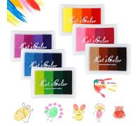 MXTIMWAN 6 Pièces Coussin Encreur Set, 24 Couleurs Artisanat Encre Tampon, Non Toxique Coussins Encreurs pour Peinture au Doigt, Scrapbooking, Artisanat, 7,5 x 5 cm