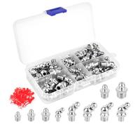 MXTIMWAN 70 Pièces Assortiment Graisseur M6 M8 M10, Graisseur à Visser avec 35 Capuchons, Boîte en Plastique, Raccords de Graissage Métriques pour Véhicules Automobiles, Équipements Mécaniques