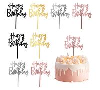 MXTIMWAN 8 Pièces Topper Happy Birthday, Acrylique Paillettes Cupcake Toppers, Topper Gateau, Cake Topper pour Décorer Le Gâteau d'anniversaire pour Enfants, Adultes, Mère