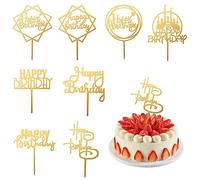 MXTIMWAN 8 Pièces Topper Happy Birthday, Acrylique Paillettes Cupcake Toppers, Topper Gateau, Cake Topper pour Décorer Le Gâteau d'anniversaire pour Enfants, Adultes, Mère