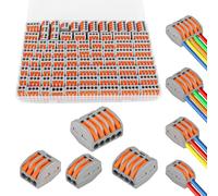 MXTIMWAN 80 Pièces Connecteur de Fil Compact, Connecteurs Electriques Rapide avec Levier, Bornes de Connexion Automatique, Connecteurs Électriques Kit (Boîte en Plastique)