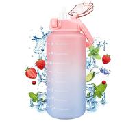 MXTIMWAN Bouteille 2000ml, Gourde Motivationnelle, Sans BPA, Bouteille d'Eau avec Paille et Marqueur de Temps de Motivation pour Sport, Fitness, Plein Air, Randonnée