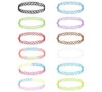 MXTIMWAN Colliers Ras du Cou, 12 pcs Colliers Colliers Jarretière de Mode Bijoux de Mode Bijouterie pour Filles Enfants Femmes en Caoutchouc élastique