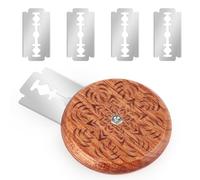 MXTIMWAN Lame Boulanger, Couteau à Pain Rond avec 5 Lames, Bois Pain Faisant Le Rasoir, Outil de Coupe de Pain, Lame Pain Boulanger Acier Inoxydable, Coupe-pâte, pour Outils de Cuisson Pâte à Pain DIY