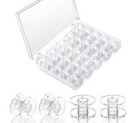 MXTIMWAN Lot de 25 Canette Machine a Coudre, Canette Plastique Bobines avec Boîte de Rangement pour Brother Singer Kenmore Janome la Plupart des Machines à Coudre (Transparente)
