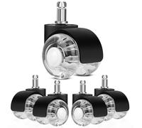 MXTIMWAN Lot de 5 Roulettes de Chaise de Bureau, Roulettes de Rechange pour Chaise de Bureau, Silencieuses, 360° Glisse Fluide, Roulette Chaises Bureaus 11x22mm pour Chaises de Bureau de Jeu, Noires