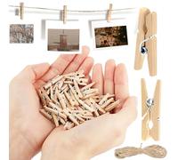 MXTIMWAN Mini Pince a Linge Bois Petites, 200 Pcs Naturel Epingle a Linge, Mini Epingles en Bois Multi Usage, Mini Pinces Déco, pour Mariage, Photo Décorer, Travaux Manuels