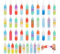 MXTIMWAN Mini Pop Push It Fidget Jouet Porte-clés, 40PCS Coloré Silicone Squeeze Pop Bubble Fidget Bulk, Stress Soulagement de Anxiété Jouets pour Enfants, Adultes