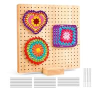 MXTIMWAN Planche de Blocage Crochet,Planche de blocage pour Granny Square,Planche de blocage en bois,planche de blocage Granny avec 20 goupilles en acier inoxydable et 5 goupilles à œillet (23,5 cm)