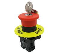 mxuteuk HB2-ES142 Interrupteur champignon rouge AC 660 V 10 A 22 mm Bouton poussoir de réinitialisation avec panneau d'arrêt d'urgence