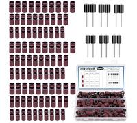 mxuteuk Lot de 210 tambours de ponçage comprenant 198 manchons de ponçage en oxyde d'aluminium grain 80 120 240 et 12 mandrins de tambour pour outil rotatif Dremel, tambours de ponçage avec boîte