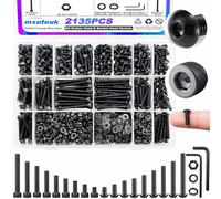 mxuteuk Lot de 2135 vis M3, 4 mm-35 mm, assortiment d'écrous et de boulons, en alliage d'acier de qualité 12,9 et 10,9 avec 2 clés hexagonales