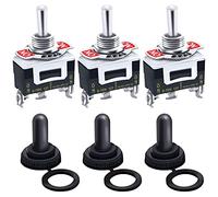 mxuteuk Lot de 3 interrupteurs à bascule momentanés 20 A 125 V SPDT 3 positions 3 broches (ON) Off (ON) avec chauve-souris en métal étanche Ten-123-3mz-B123