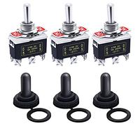 mxuteuk Lot de 3 interrupteurs à bascule momentanés à bascule 20 A 125 V DPDT 3 positions 6 broches (ON) Interrupteur marche/arrêt (ON) avec capuchon étanche en métal
