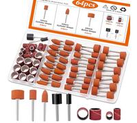 mxuteuk Lot de 64 embouts de ponçage pour outils Dremel Rotary comprenant 42 pierres à aiguiser en oxyde d'aluminium (tige de 1/8"), ainsi que des tambours abrasifs et des accessoires pour dérouiller