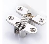 MXXDMOPD 1 pièces Meubles Bricolage charnières cachées 8x42MM Invisible dissimulé Croix Porte charnière Portant 180 degrés avec vis for Porte Pliante ou charnières de fenêtre(Silver)