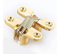 MXXDMOPD 1 pièces Meubles Bricolage charnières cachées 8x42MM Invisible dissimulé Croix Porte charnière Portant 180 degrés avec vis for Porte Pliante ou charnières de fenêtre(Gold)