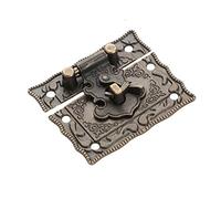 MXXDMOPD Antique Bronze Cadenas Serrure Bijoux Boîte en Bois Loquet Moraillon Fermoir + 2 pcs Valise Armoire Charnière Vintage Meubles Matériel Décoratif
