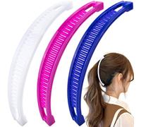 Mxxipp Lot de 3 pinces à cheveux bananes antidérapantes pour femme - Double peigne classique - Accessoires pour cheveux épais, fins, raides et bouclés - Blanc, bleu et rose foncé