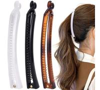 Mxxipp Lot de 3 pinces bananes françaises, antidérapantes classiques et larges pinces de coiffure, en forme de poisson, pour femme, cheveux bouclés, raides, longs, épais et fins - Blanc et noir et