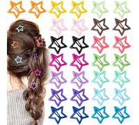 Mxxipp Lot de 30 barrettes à cheveux en forme d'étoile antidérapantes en métal Y2K - Accessoires pour cheveux épais et fins - Cheveux longs et bouclés - 15 couleurs