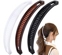 Mxxipp Lot de 6 pinces à cheveux bananes antidérapantes pour femme - Double peigne classique - Accessoires pour cheveux épais, fins, raides et bouclés - Blanc et noir et café