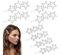 Mxxipp Lot de 8 épingles à cheveux en forme d'étoile pour femme avec strass scintillants - Accessoires pour cheveux longs, courts et bouclés - Argenté