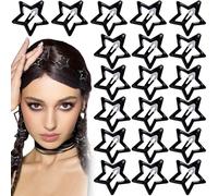 Mxxipp Y2K Lot de 20 pinces à cheveux en forme d'étoile pour femme - En métal antidérapant - Accessoires de coiffure pour femme - Épais, fins, lisses, bouclés, longs et courts - Noir
