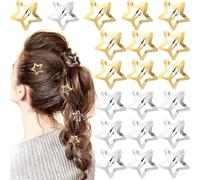 Mxxipp Y2K Lot de 20 pinces à cheveux en forme d'étoile pour femme - En métal antidérapant - Accessoires de coiffure pour femme - Épais, fins, lisses, bouclés - Cheveux longs et courts - Doré et