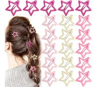Mxxipp Y2K Lot de 20 pinces à cheveux en métal antidérapant en forme d'étoile pour femme - Accessoires de coiffure épais, fins, lisses, bouclés - Beige et rose clair, rose foncé et rose rouge