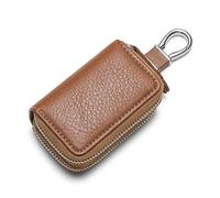 MXYUANHANG Étui Clé Voiture pour Audi Q4 E-TRON AB 2021, PU Cuir Housse Protection Zippé Porte-Clés, Universel Double Poche Sac Organisateur,Brown