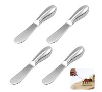 MxyVrix 4PCS Couteaux à Beurre et à Fromage en Acier Inoxydable, Couteaux à Tartiner Multifonctions avec Poignée Ergonomique, pour Tartiner Beurre, Fromage, Confitures (13.5 cm, Argenté)