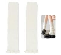 MxyVrix Jambières d'hiver pour femme, Jambières blanches pour femme, Chaussettes hautes sans pieds, Chauffe-chevilles, Accessoire de mode chaud et confortable