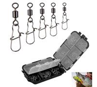 MxyVrix Lot de 125 émerillons de pêche à roulettes avec Mousqueton en Acier Inoxydable, Kit Complet pour pêche au Lancer, Tailles 4# 6# 8# 10# 12#, Idéal pour la pêche à la Truite