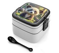 MXZERFKGLA Boîte à bento pour adulte - Boîte à déjeuner avec ustensile - Motif animal mignon - Étanche - Double couche - Pour salle à manger, travail, pique-nique, voyage