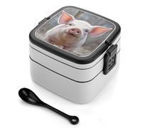 MXZERFKGLA Boîte à bento pour adulte - Boîte à déjeuner avec ustensiles - Boîte à déjeuner amusante en forme d'animal mignon - Anti-fuite - Double couche - Pour salle à manger, travail, pique-nique