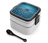 MXZERFKGLA Boîte à bento pour adulte - Récipient alimentaire rond avec ustensile - Motif ondulé - Anti-fuite - Double couche - Pour salle à manger, travail, pique-nique, voyage