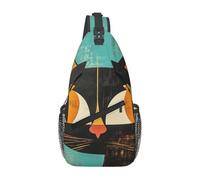 MXZERFKGLA Sac à dos croisé avec attrape-rêves amérindien, sac à bandoulière pour femme et homme, sac à dos de voyage, Chat art moderne du milieu du siècle, Taille unique