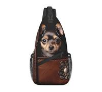 MXZERFKGLA Sac à dos croisé sur la poitrine, grenouille regardant hors du portefeuille, sac à bandoulière pour femme et homme, sac à dos de voyage, Chien dans un portefeuille en cuir marron, Taille