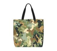MXZERFKGLA Sac fourre-tout réutilisable pour femme avec poche intérieure Motif opossum, Camouflage vert et marron, Taille unique