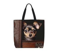 MXZERFKGLA Sac fourre-tout réutilisable pour femme avec poche intérieure Motif pingouins sur l'iceberg, Chien dans un portefeuille en cuir marron, Taille unique