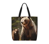 MXZERFKGLA Sac fourre-tout réutilisable pour femme, motif champignons rouges, sacs de courses avec poche intérieure, Ours marron, Taille unique