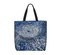 MXZERFKGLA Sac fourre-tout réutilisable pour femme, motif fleurs et libellules bleues avec poche intérieure, Vortex bleu, Taille unique