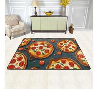MXZERFKGLA Tapis de sol antidérapant pour salon, chambre à coucher, salle à manger, décoration d'intérieur, style vintage, motif pizza, 91 x 60 cm