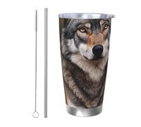 MXZERFKGLA Tasse à café isotherme de 591 ml avec couvercle et paille - Gobelet isotherme à double paroi sous vide - Tasse à café anti-déversement - Tasse de voyage pour homme et femme - Cadeau